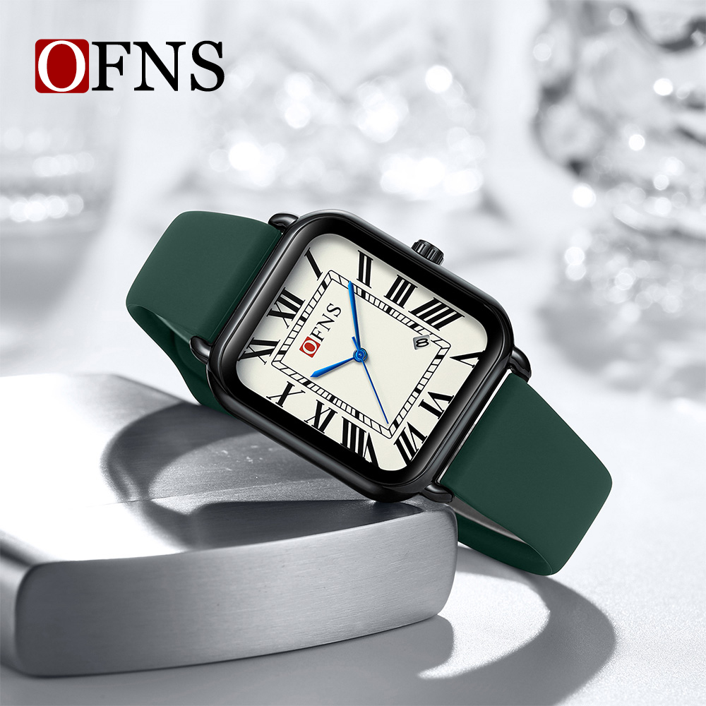 Luxury Watch With Rubber Strap - Ofns 1533 로마 숫자 남성 여성