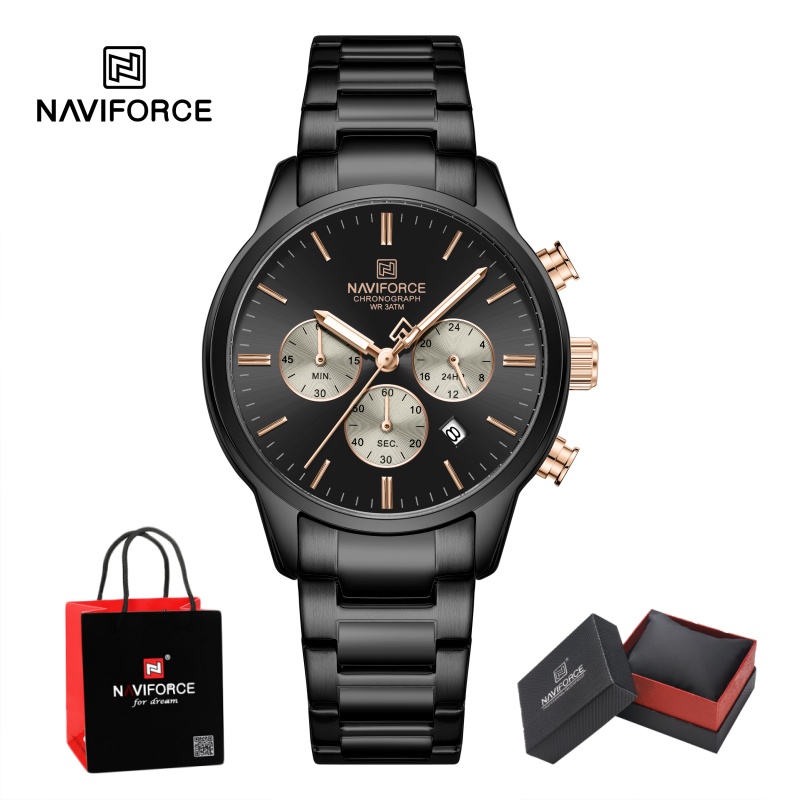 Luxury Watch With Bracelet - NAVIFORCE 남성용 쿼츠 크로노그래프 시계 방수