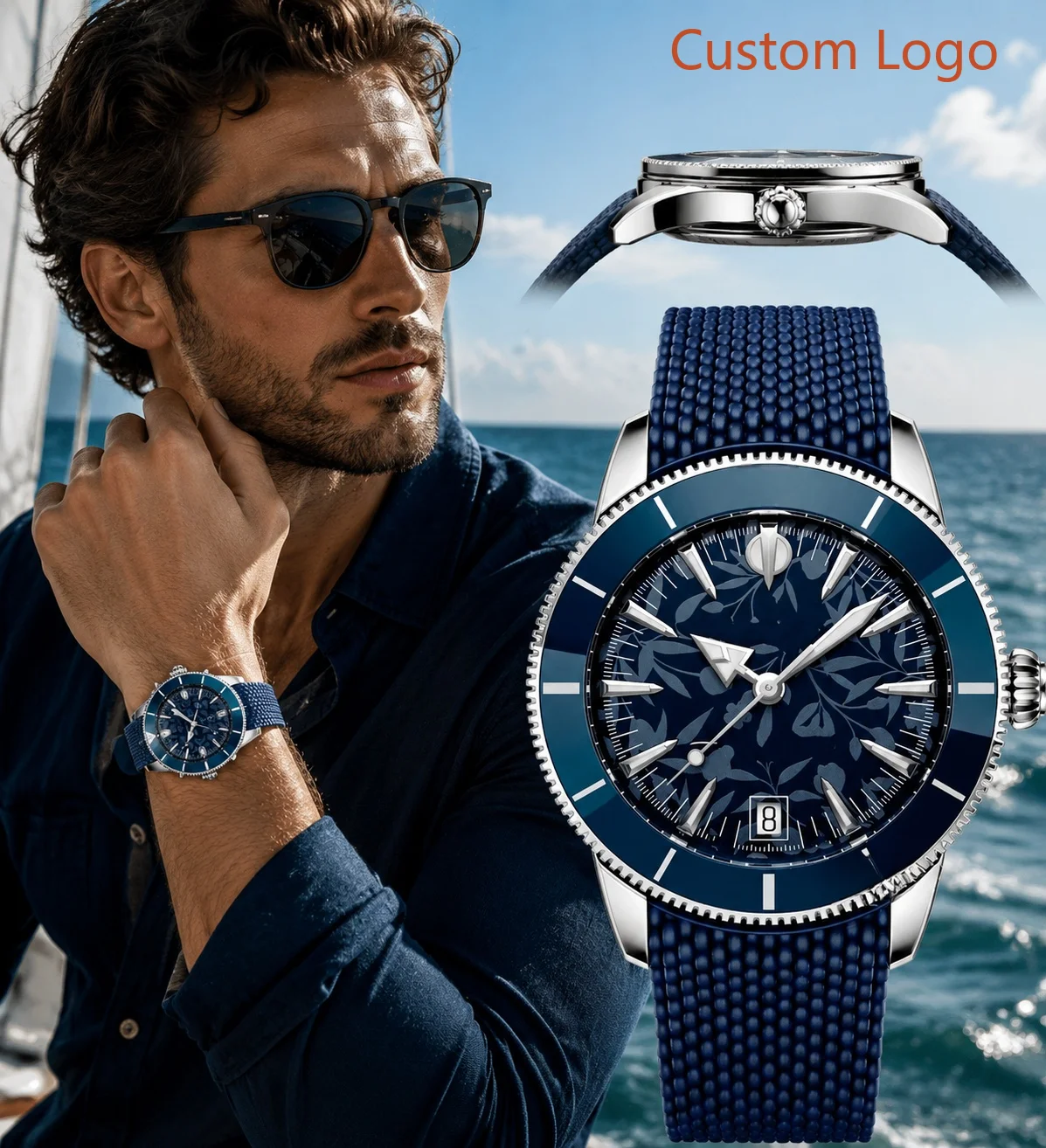 Luxury Watch With Rubber Strap - 남성용 46mm 다이빙 오토매틱 시계, 회전식