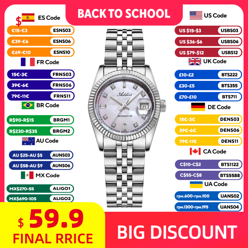 Luxury Watch With Bracelet - ADDIES 585 쿼츠 여성용 시계 사파이어
