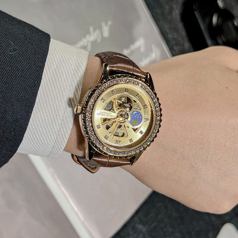 남성용 기계식 시계, 해와 달 별 무늬, 방수, 스켈레 - Luxury Watch On Sale 리뷰 및 가격