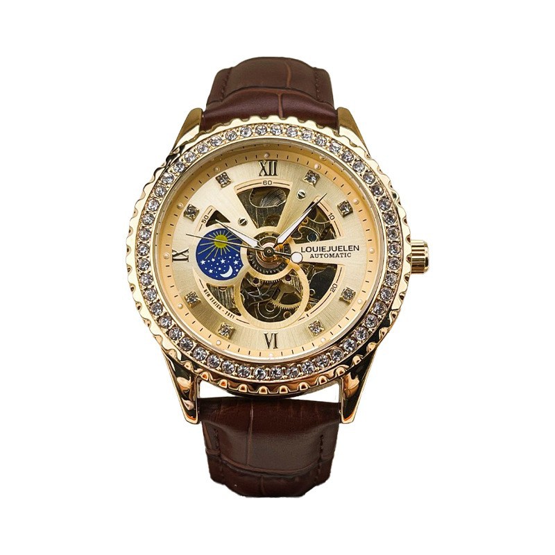 남성용 기계식 시계, 해와 달 별 무늬, 방수, 스켈레 - Luxury Watch On Sale 리뷰 및 가격
