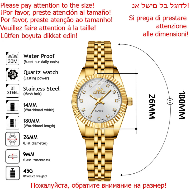 첸시 핫세일 고급 여성용 골드 스테인리스 스틸 스몰 다 - Luxury Watch On Sale 리뷰 및 가격