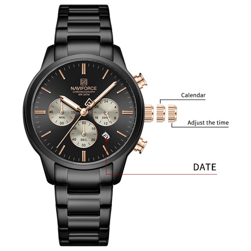 NAVIFORCE 남성용 쿼츠 크로노그래프 시계 방수  - Luxury Watch With Bracelet 리뷰 및 가격