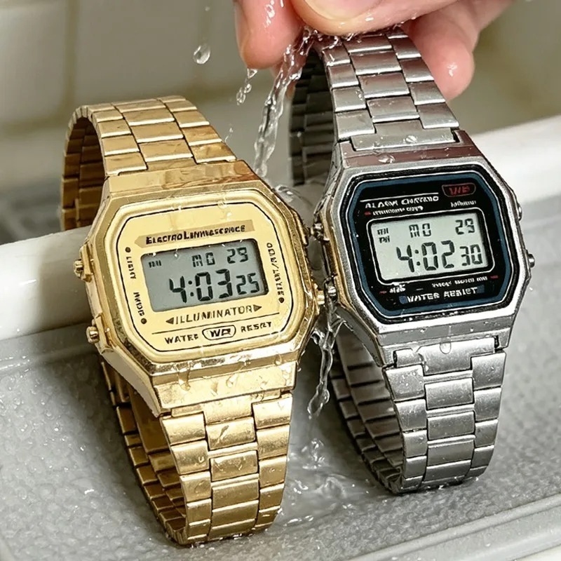 럭셔리 F91W 스틸 밴드 시계 LED 디지털 스테인레 - Luxury Watch Life 리뷰 및 가격