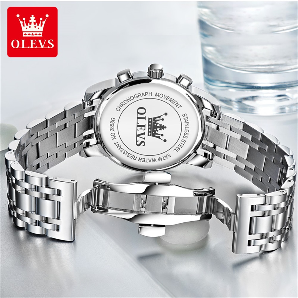 OLEVS 인기 남성용 시계 스테인레스 스틸 블랙 문  - Luxury Watch Logo 리뷰 및 가격