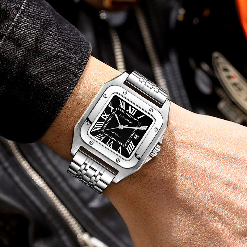 남성용 고급 럭셔리 사각형 오토매틱 기계식 시계, 속이 - Luxury Watch Cartier 리뷰 및 가격