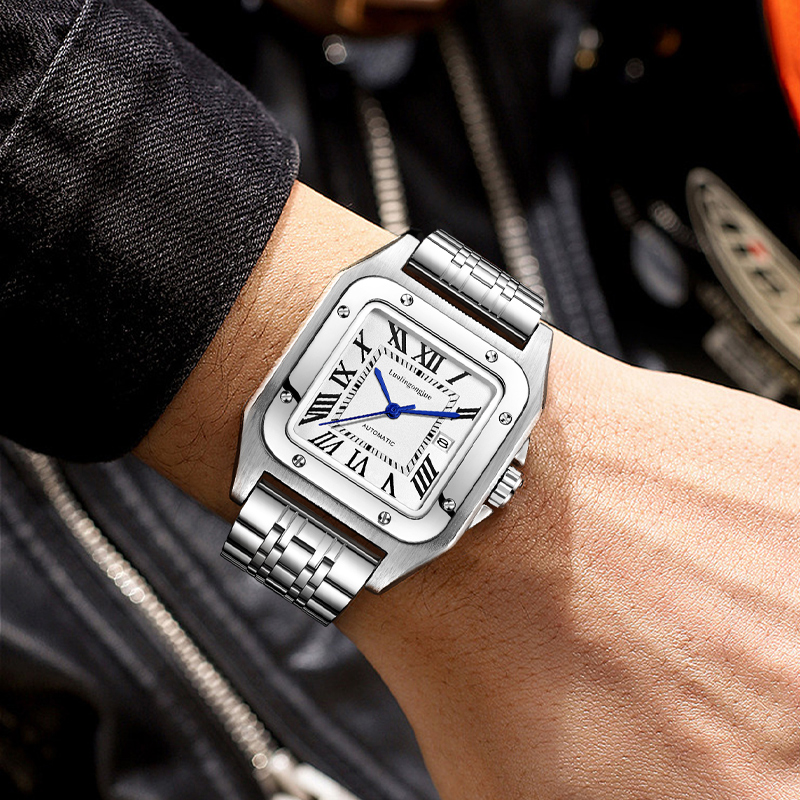 남성용 고급 럭셔리 사각형 오토매틱 기계식 시계, 속이 - Luxury Watch Cartier 리뷰 및 가격