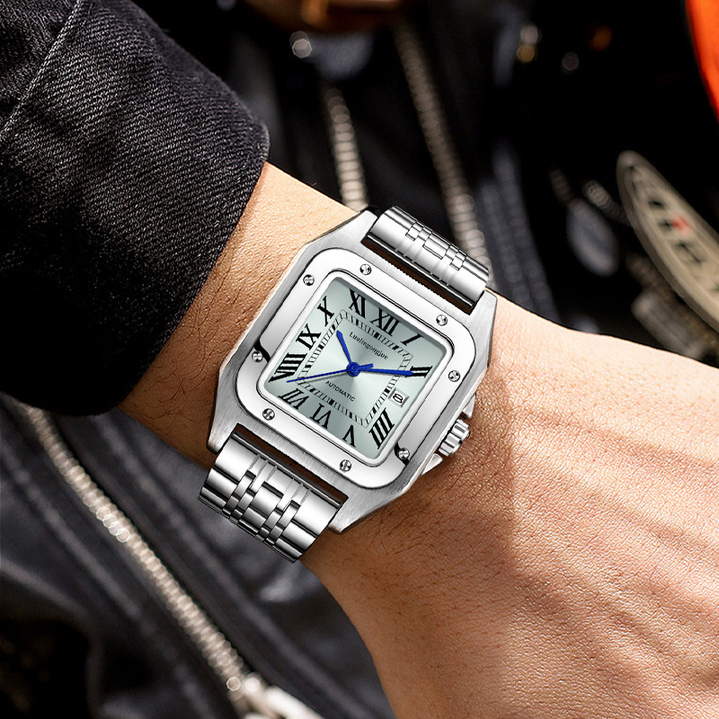 남성용 고급 럭셔리 사각형 오토매틱 기계식 시계, 속이 - Luxury Watch Cartier 리뷰 및 가격
