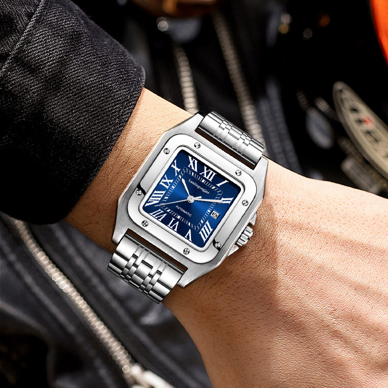 남성용 고급 럭셔리 사각형 오토매틱 기계식 시계, 속이 - Luxury Watch Cartier 리뷰 및 가격