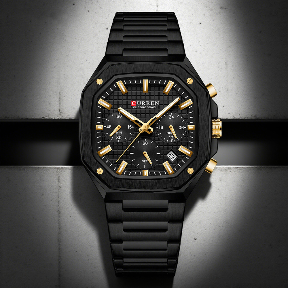 CURREN 남성용 럭셔리 스퀘어 크로노 시계 클래식  - Luxury Watch With Bracelet 리뷰 및 가격