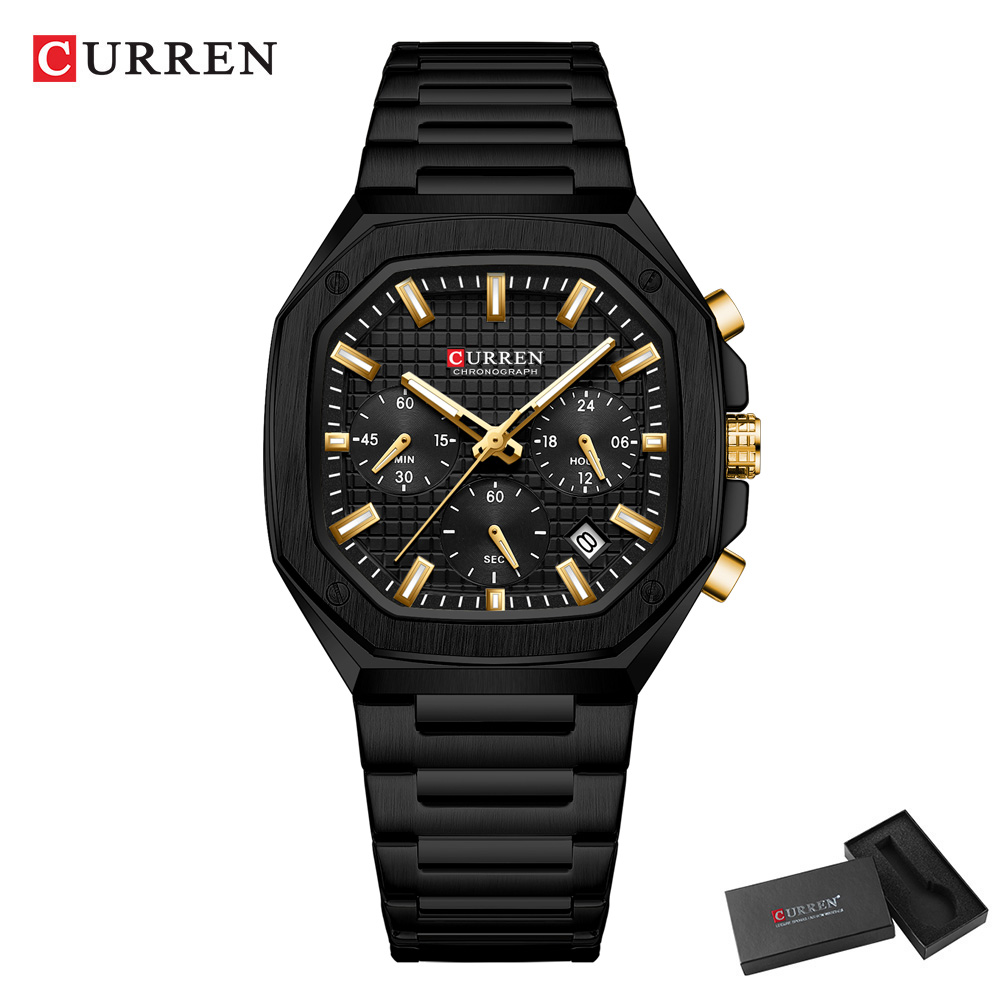 CURREN 남성용 럭셔리 스퀘어 크로노 시계 클래식  - Luxury Watch With Bracelet 리뷰 및 가격