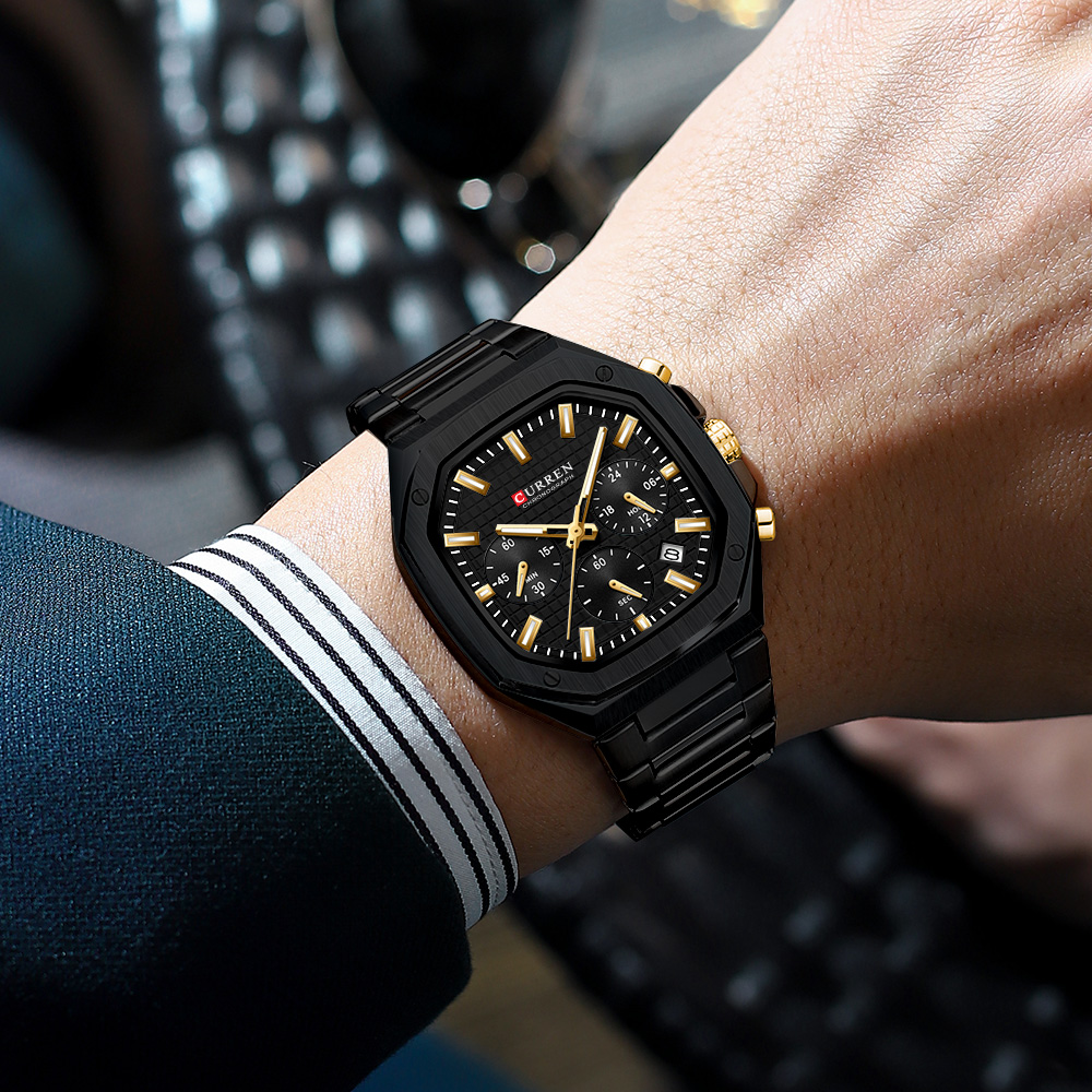 CURREN 남성용 럭셔리 스퀘어 크로노 시계 클래식  - Luxury Watch With Bracelet 리뷰 및 가격